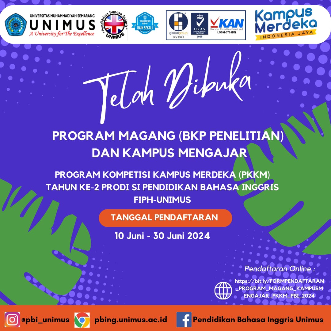 Read more about the article Telah Dibuka Program Magang (Penelitian) dan Program Kampus Mengajar Program Kompetisi Kampus Merdeka (PKKM) Tahun ke-2 Tahun 2024