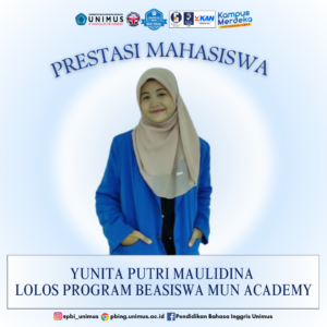 Read more about the article Mahasiswi PBI, Yunita Putri Maulidina, Raih Beasiswa MUN Academy