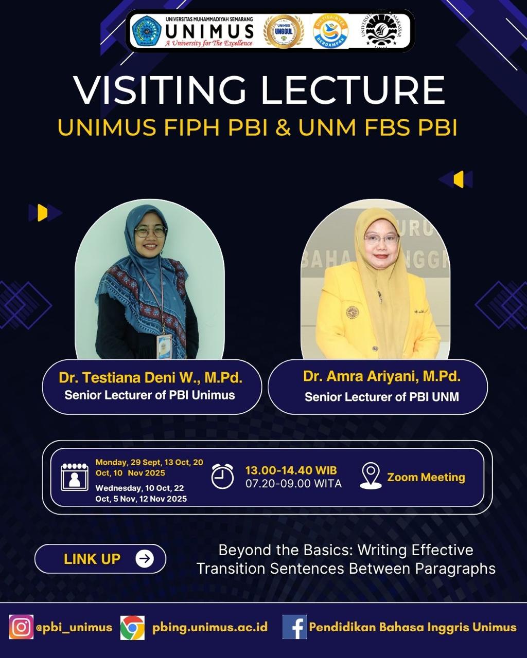 Visiting Lecture Kolaboratif UNIMUS dan UNM: Mengasah Kemampuan Menulis Paragraf Efektif Mahasiswa