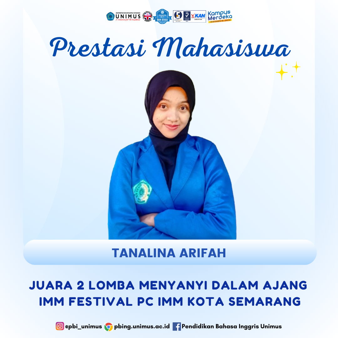 Read more about the article Mahasiswa PBI, Tanalina Arifah, Raih Juara 2 Lomba Menyanyi di IMM Festival Semarang