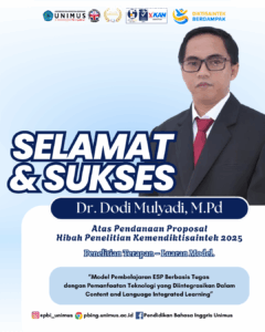 Read more about the article Dosen PBI Unimus Dr. Dodi Mulyadi, M.Pd Raih Pendanaan Hibah Penelitian Kemendiktisaintek 2025