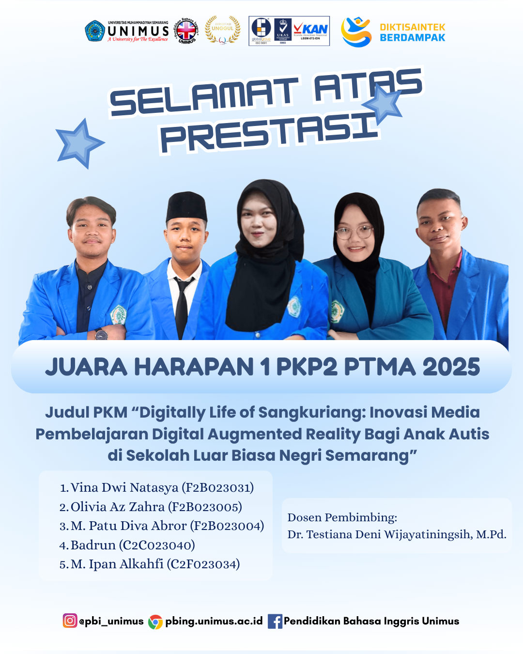 Inovasi “Digitally Life of Sangkuriang” Antar Tim PKM UNIMUS Raih Prestasi di PKP2 PTMA 2025