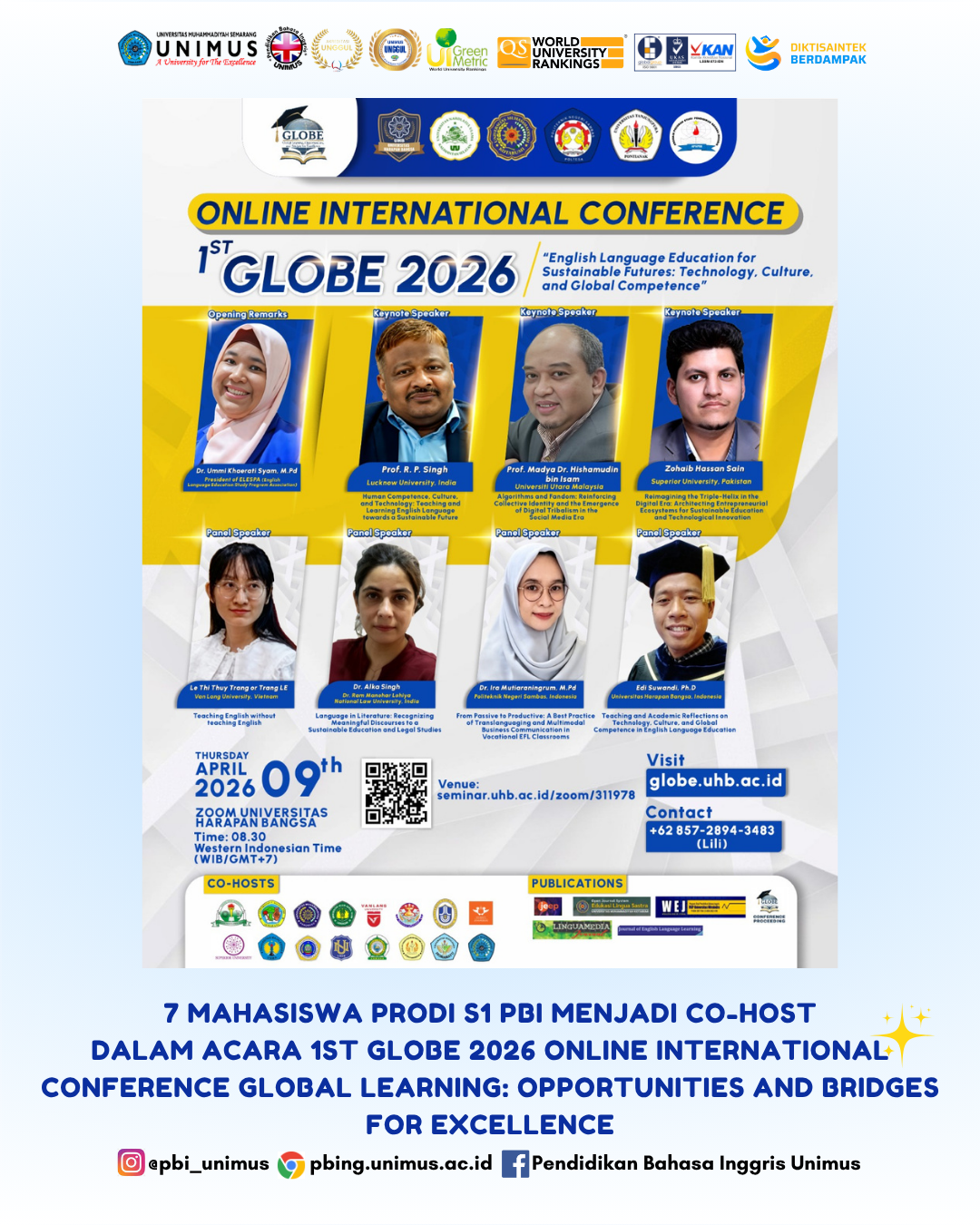 Prodi Pendidikan Bahasa Inggris Jadi Co-Host GLOBE International Conference 2026, Mahasiswa Raih Best Presenter