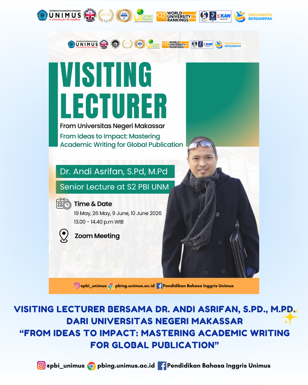 PBI UNIMUS Hadirkan Visiting Lecturer dari Universitas Negeri Makassar Bahas Strategi Publikasi Global