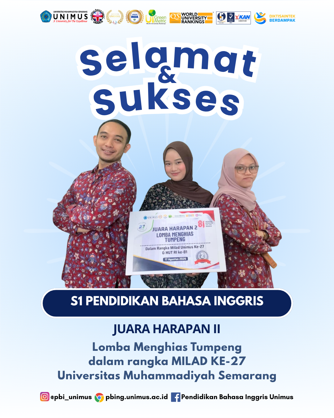 Prodi S1 Pendidikan Bahasa Inggris Raih Juara Harapan II Lomba Menghias Tumpeng MILAD ke-27 UNIMUS